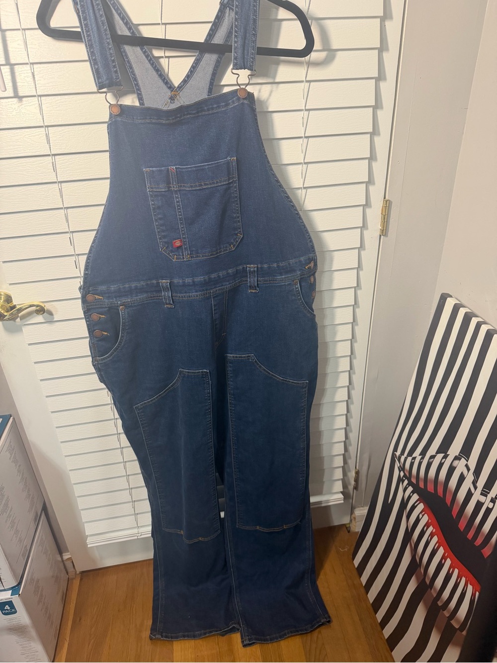 Dickies Navy Blue Denim Bib Overalls with Red Logo